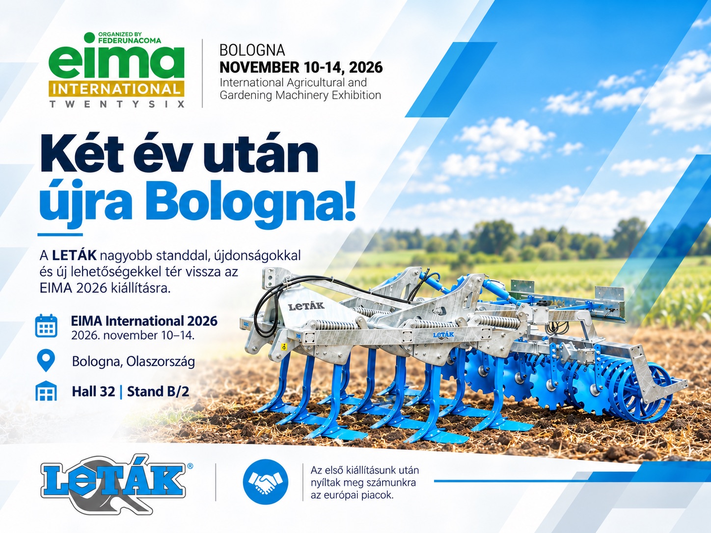 LETÁK az EIMA 2026 kiállításon – Bologna, Olaszország